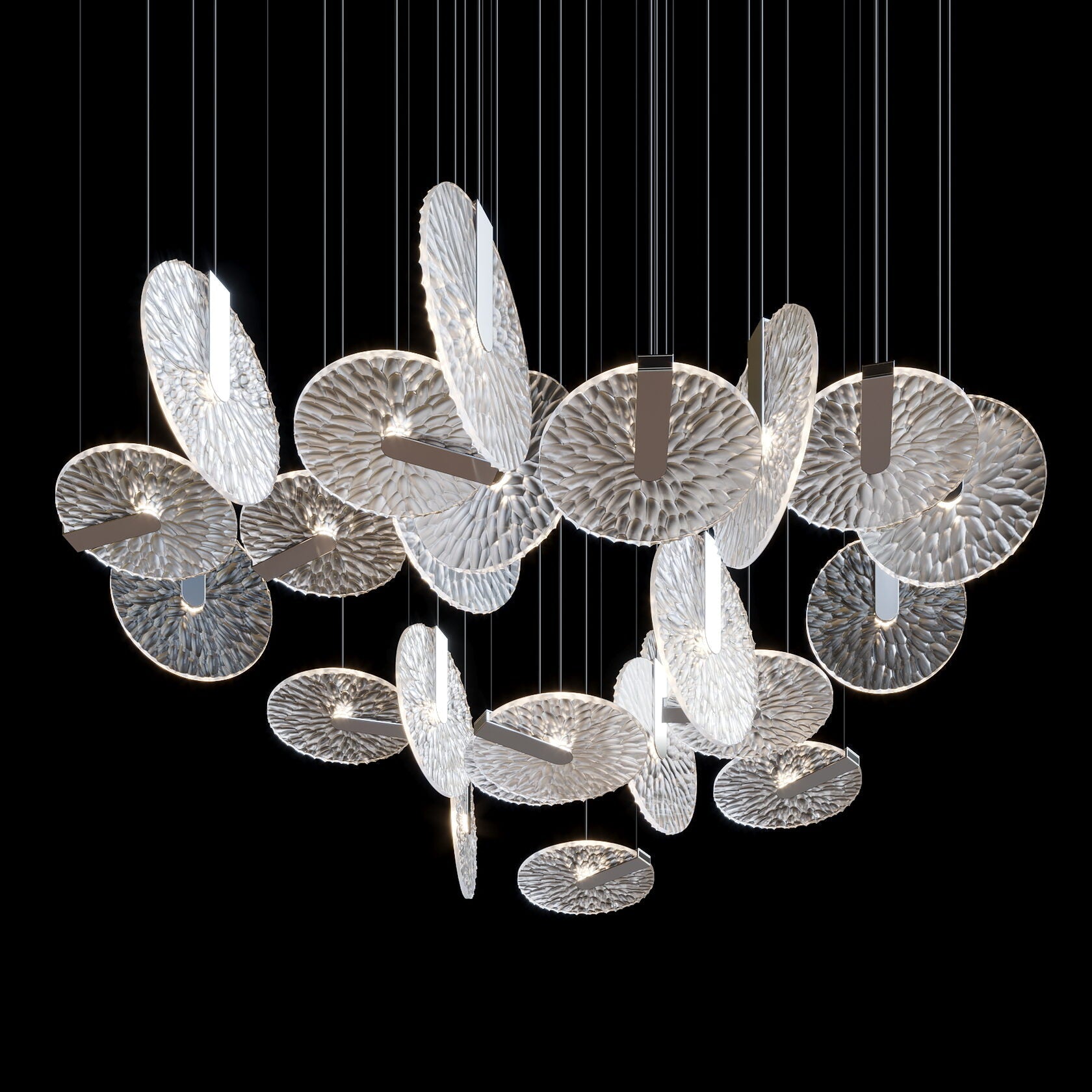 Silver Disc Halo Chandelier