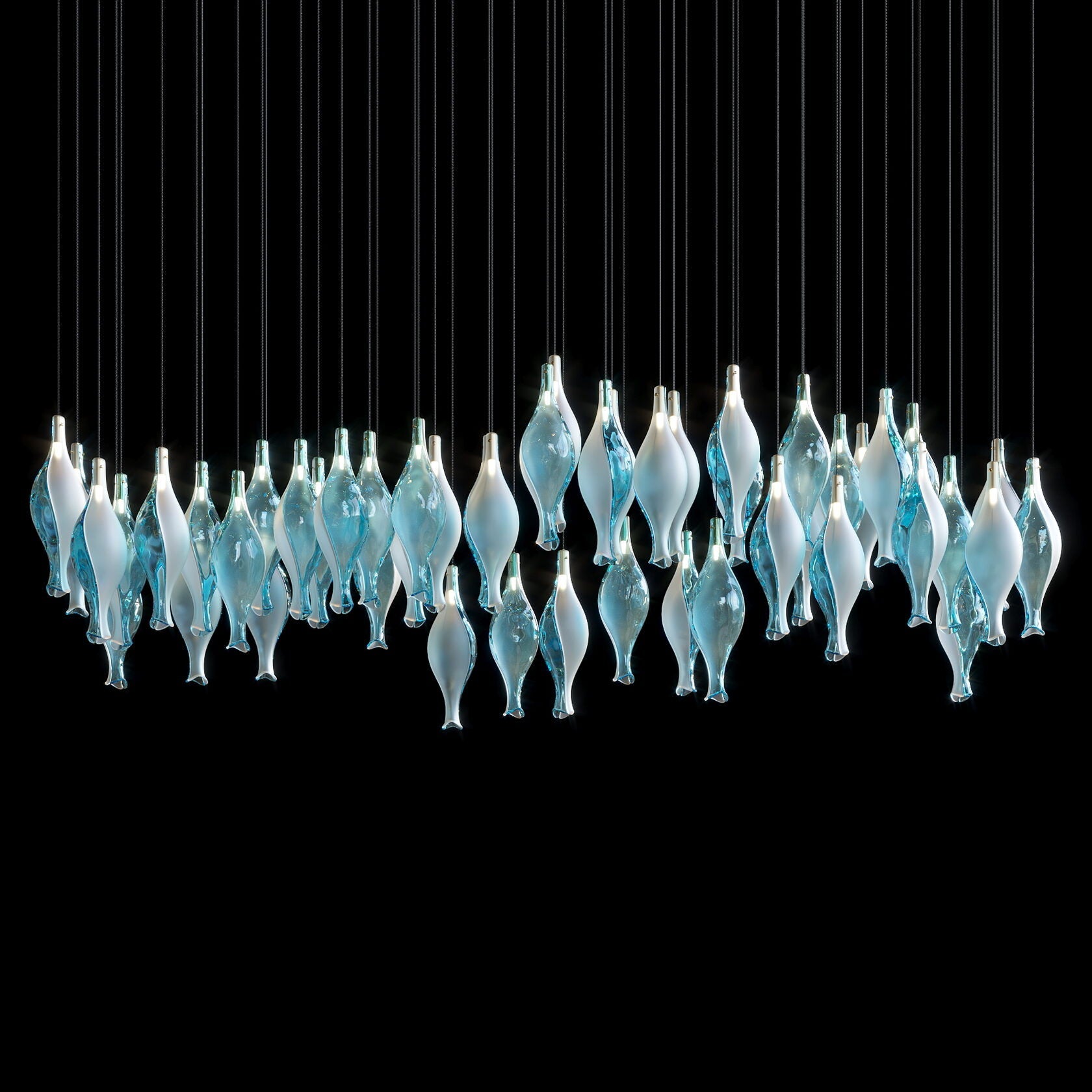 Aqua Glass Pod Cascade Chandelier