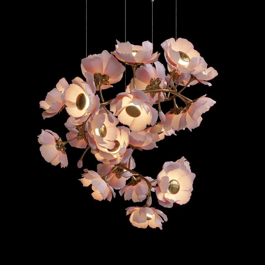 Blush Peony Branch Chandelier