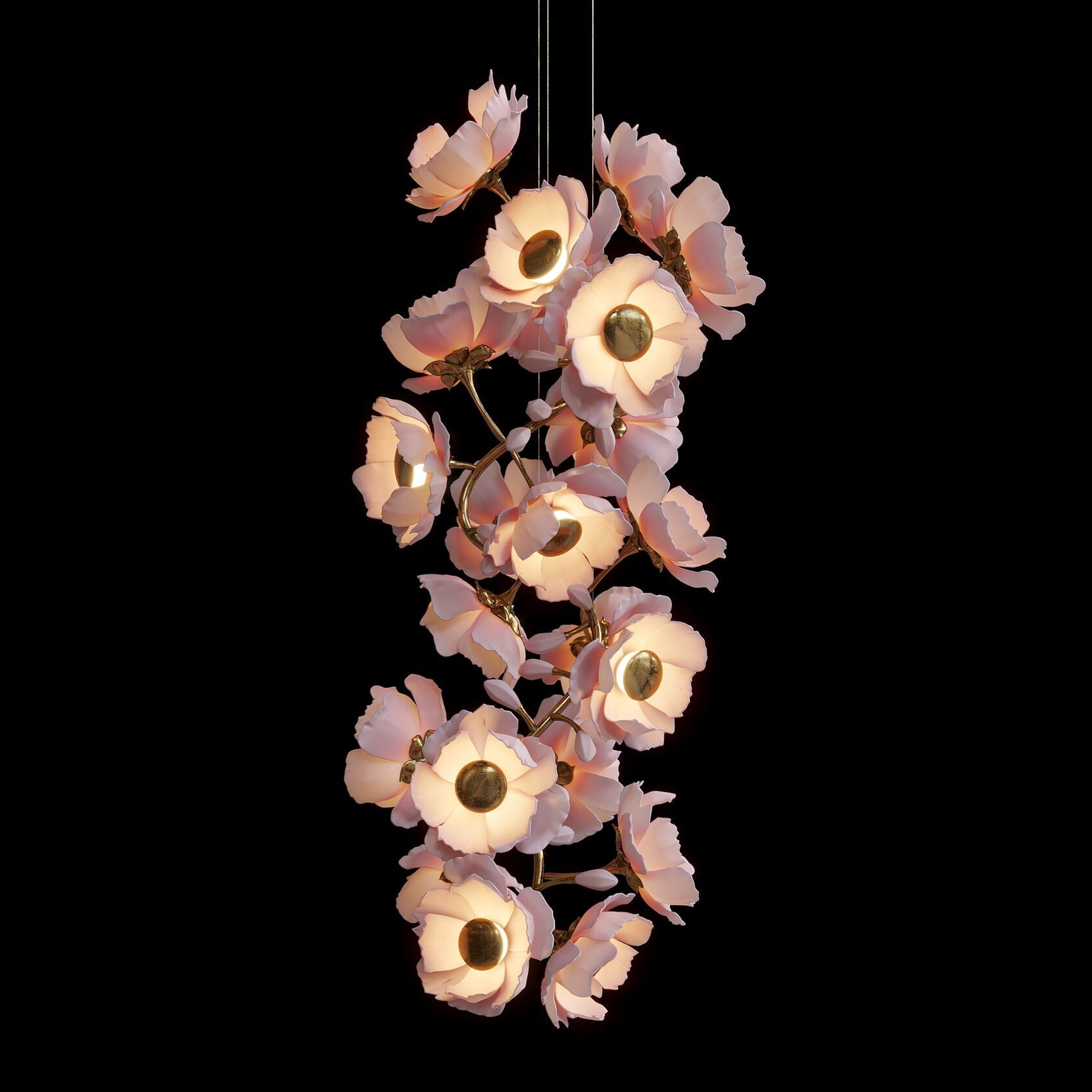 Blush Peony Branch Chandelier