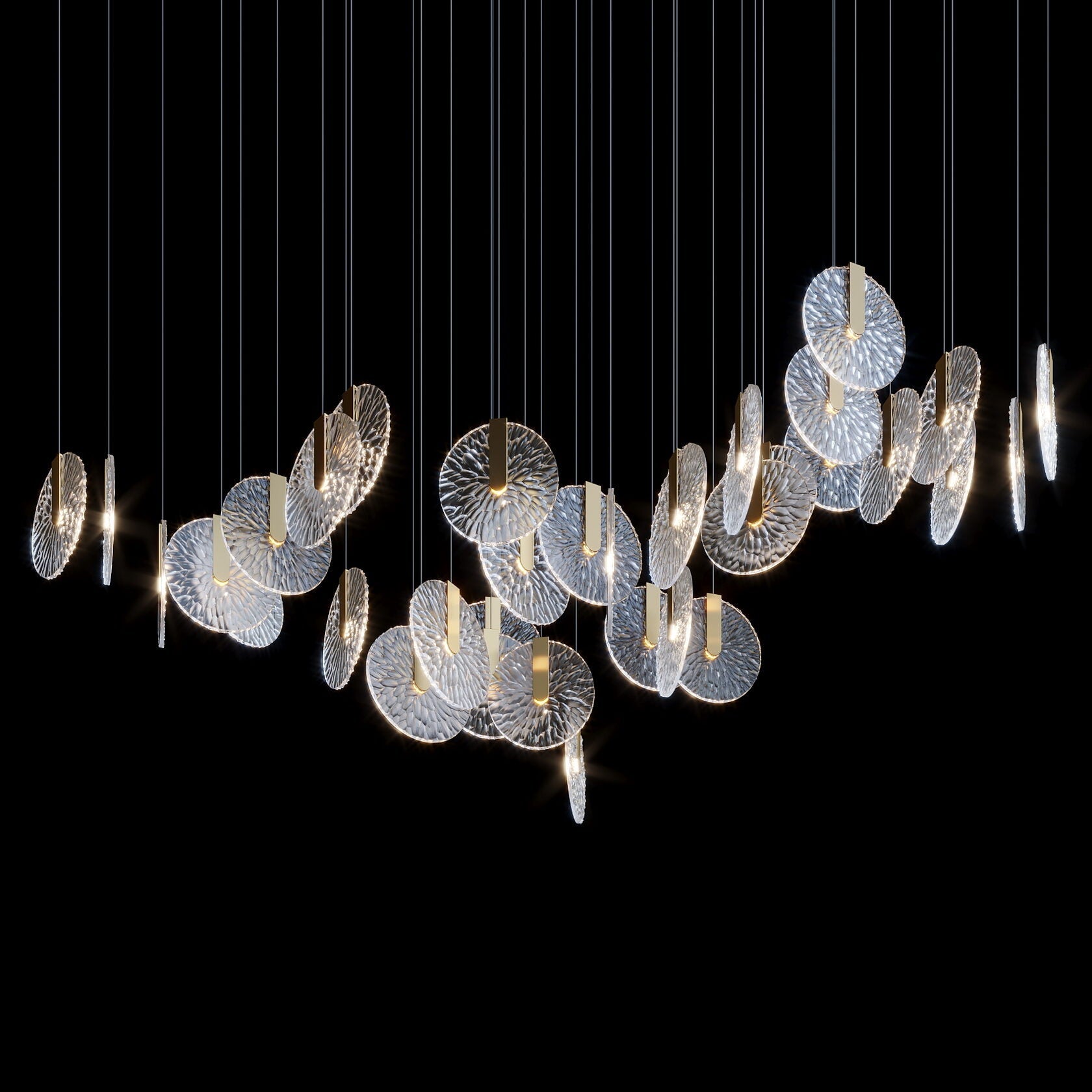 Silver Disc Cluster Chandelier