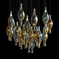 Blue Amber Glass Pod Cluster Chandelier