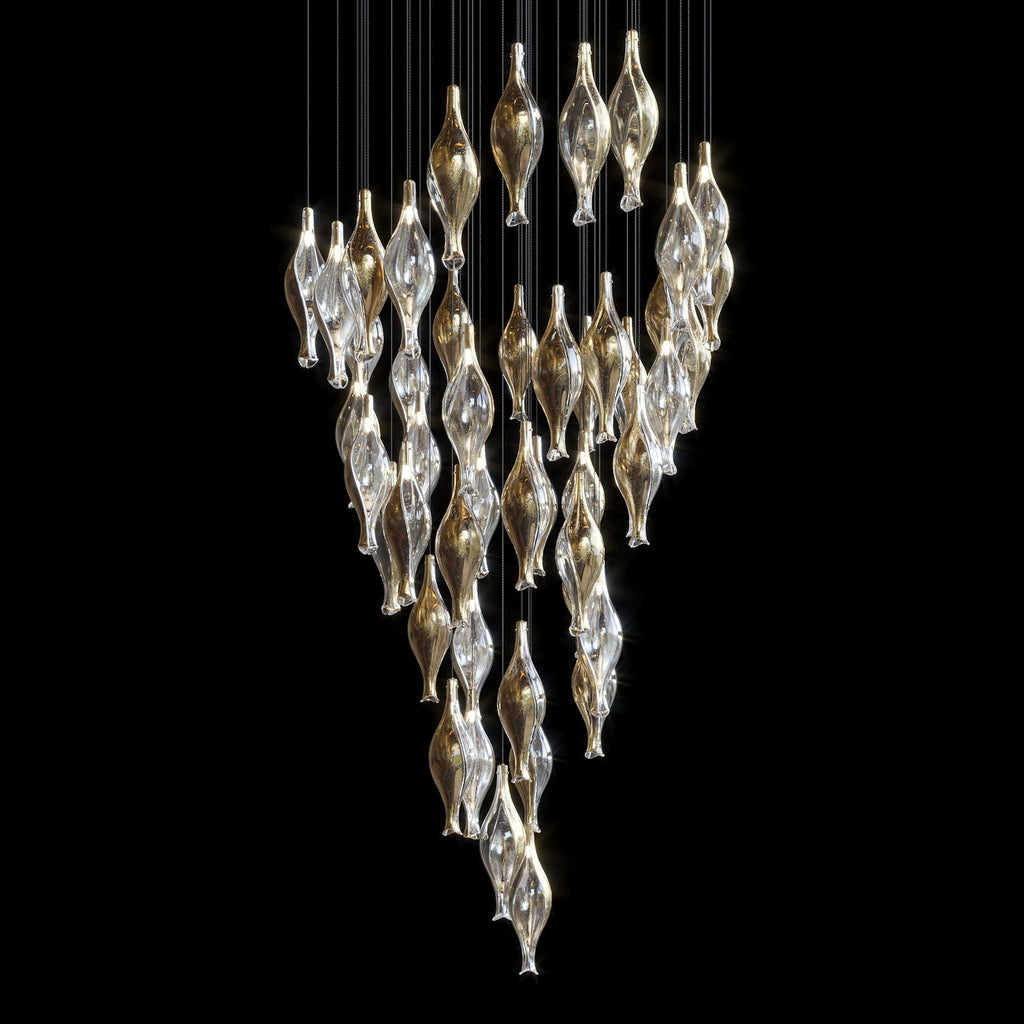 Silver Glass Pod Cascade Chandelier