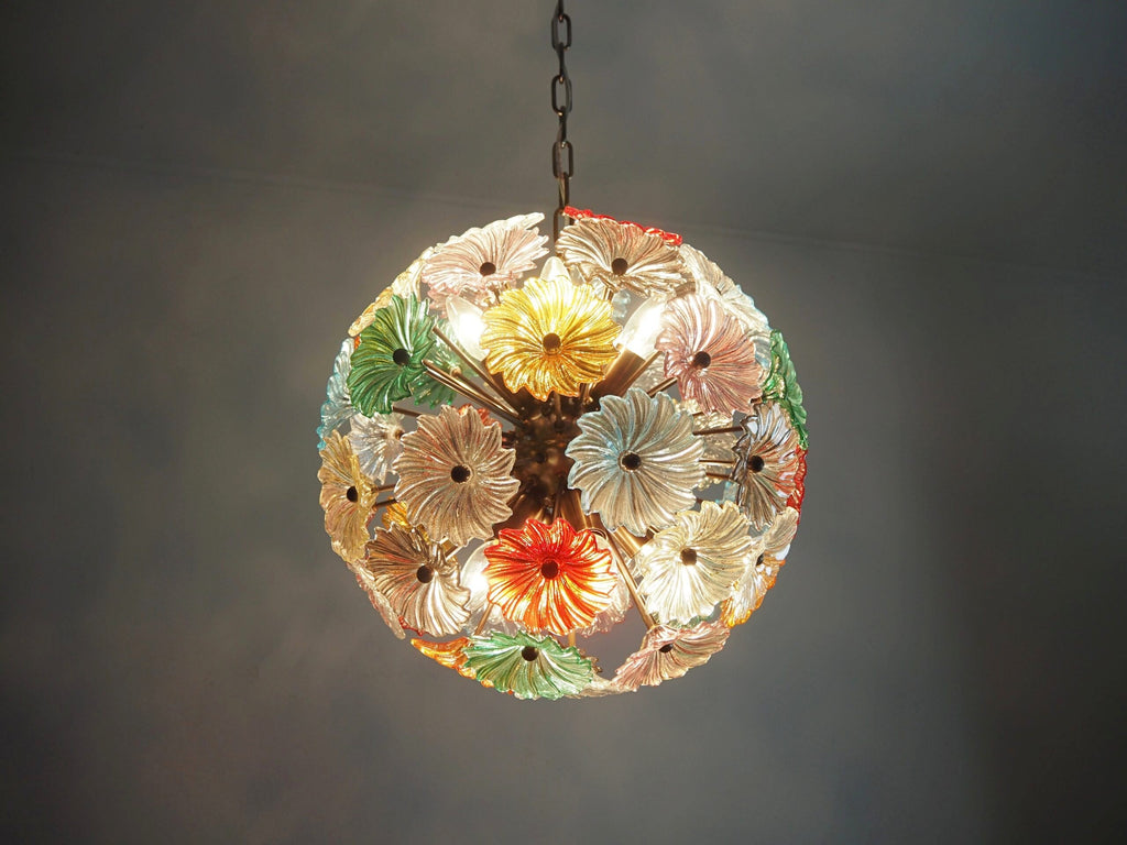 Murano Chandelier | 51 Multicolour Daisy Glass detail by Bling Lighting Studio