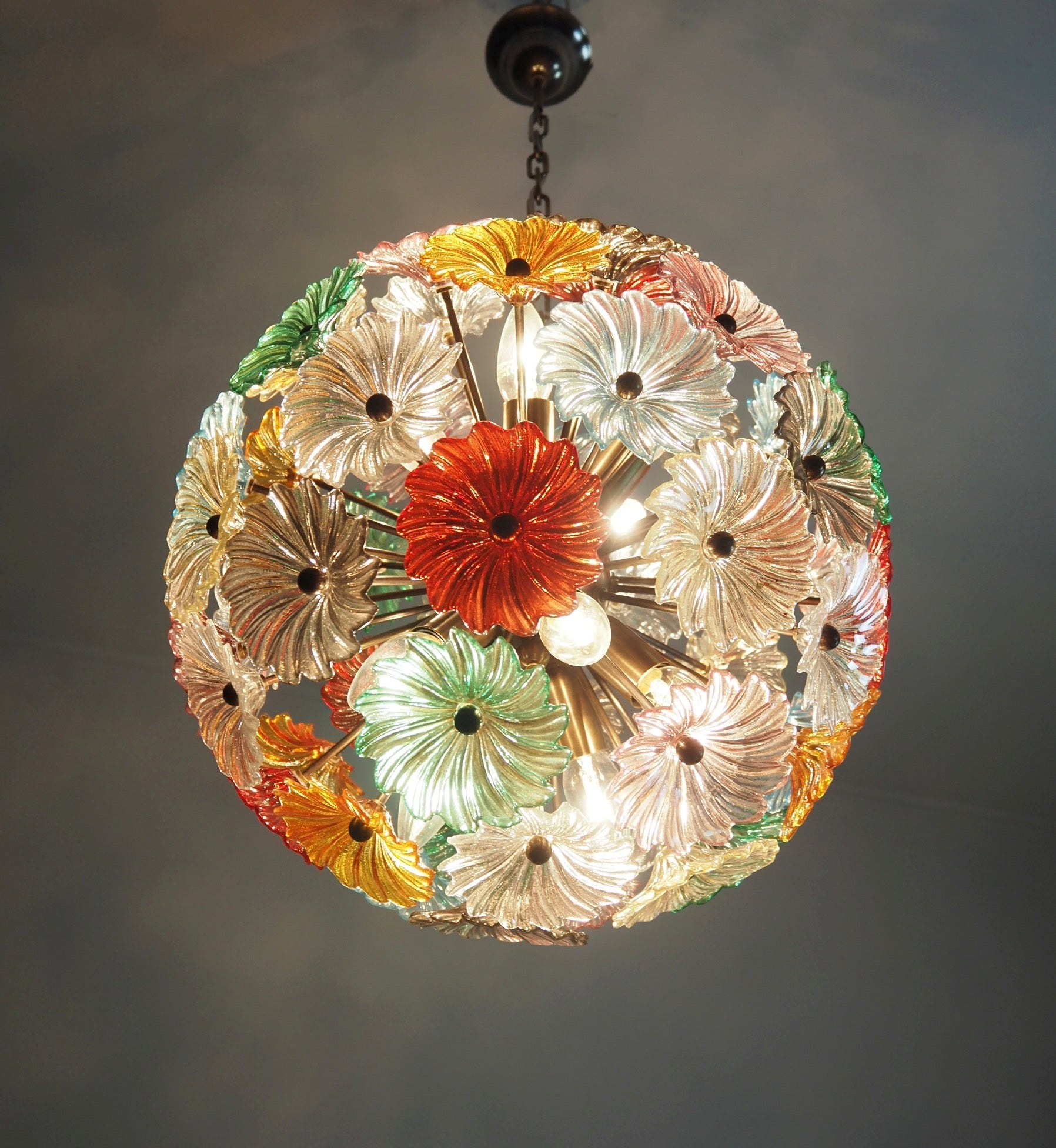 Murano Chandelier | 51 Multicolour Daisy Glass detail by Bling Lighting Studio