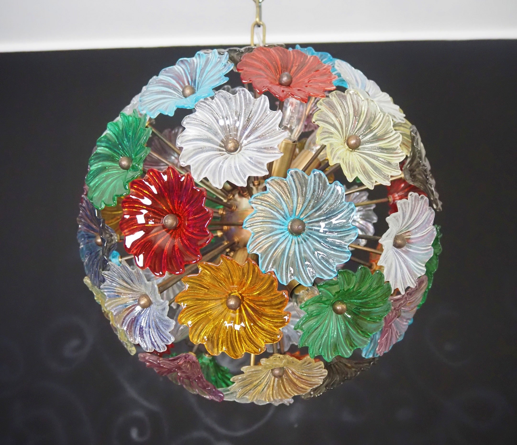Murano Chandelier | 51 Multicolour Daisy Glass detail by Bling Lighting Studio