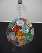 Murano Chandelier | 51 Multicolour Daisy Glass detail by Bling Lighting Studio