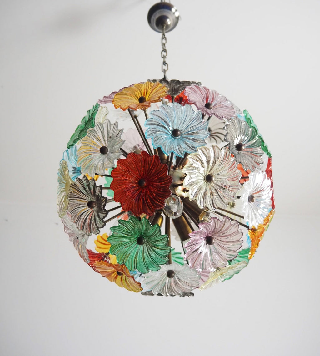 Murano Chandelier | 51 Multicolour Daisy Glass detail by Bling Lighting Studio