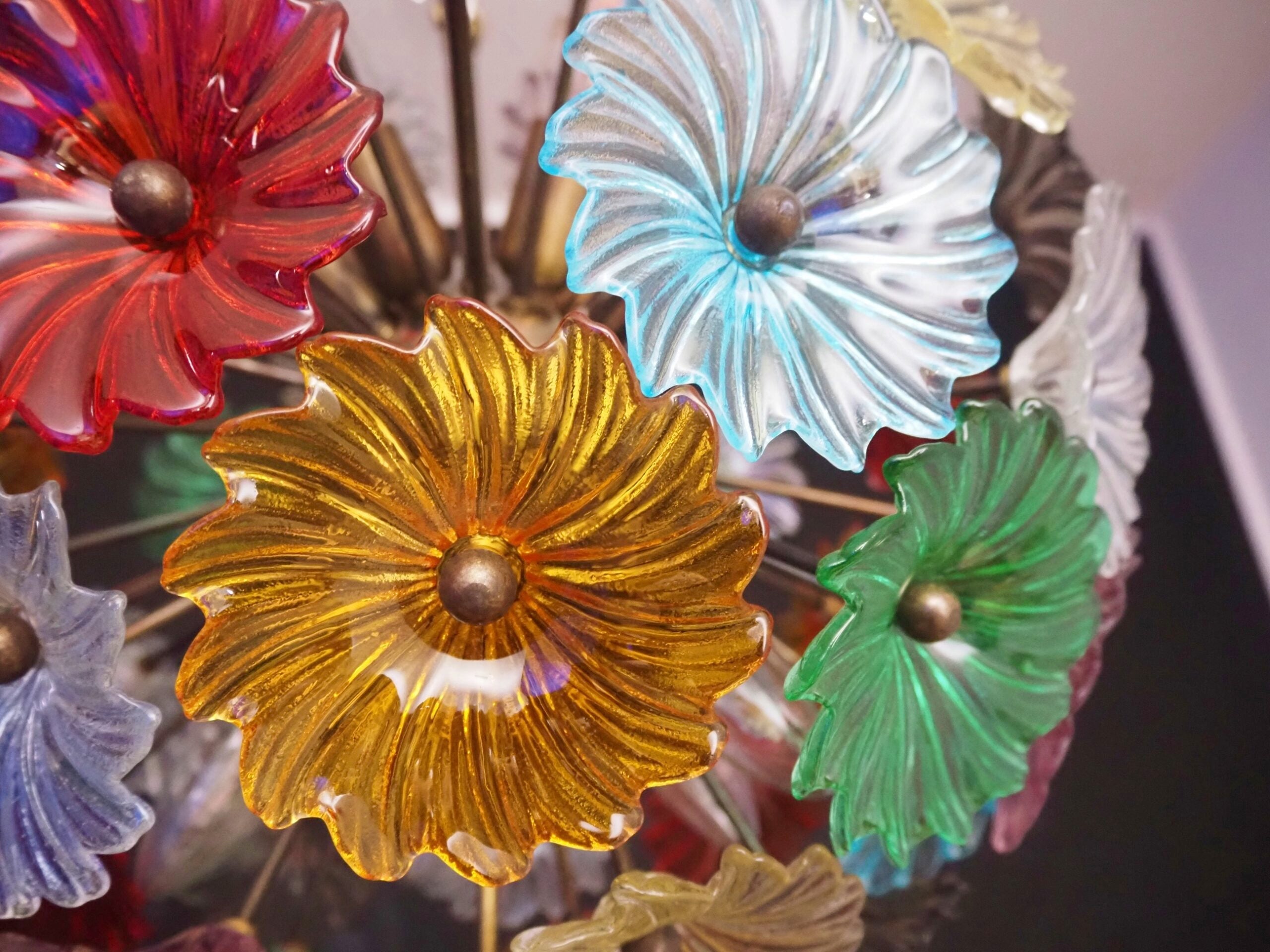 Murano Chandelier | 51 Multicolour Daisy Glass detail by Bling Lighting Studio