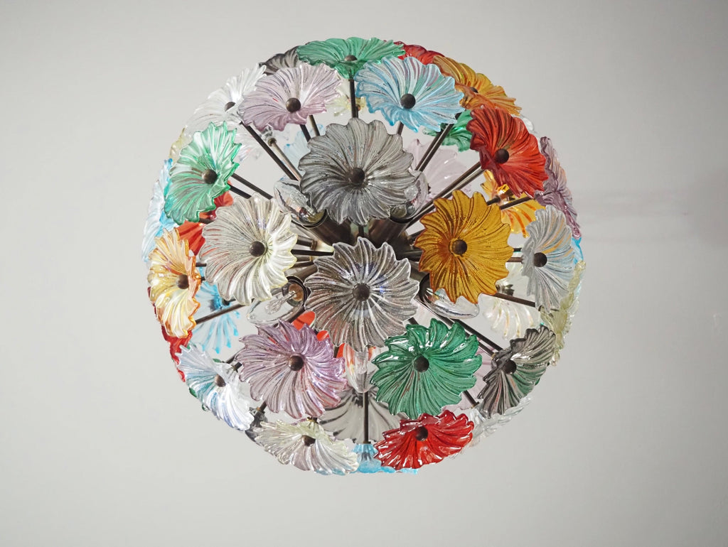 Murano Chandelier | 51 Multicolour Daisy Glass detail by Bling Lighting Studio