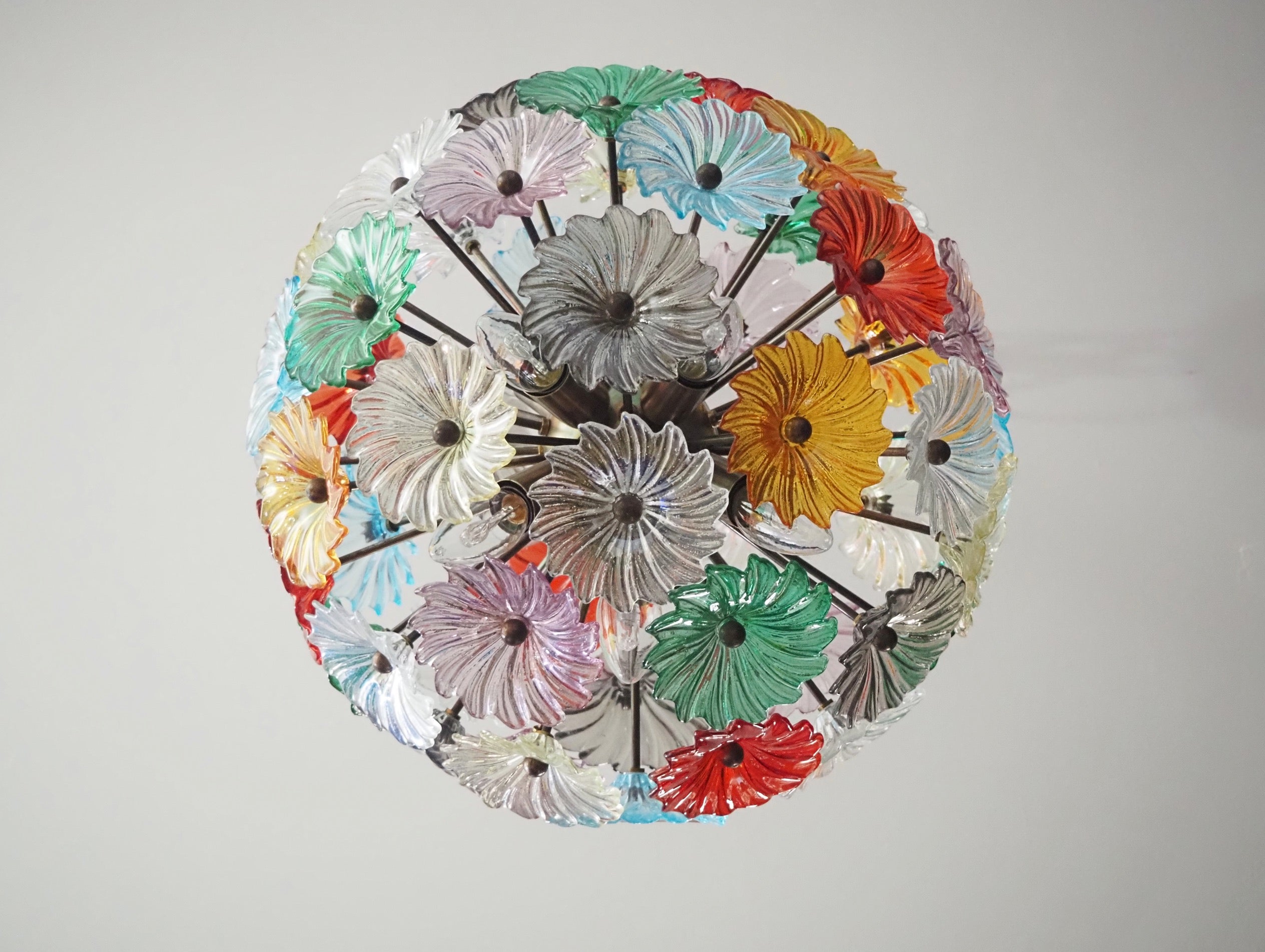 Murano Chandelier | 51 Multicolour Daisy Glass detail by Bling Lighting Studio