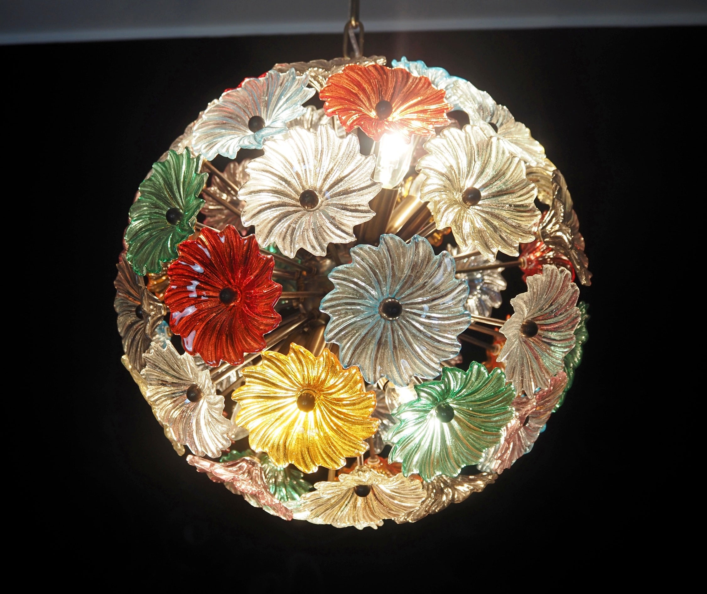 Murano Chandelier | 51 Multicolour Daisy Glass detail by Bling Lighting Studio