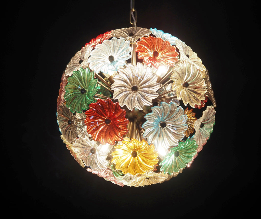 Murano Chandelier | 51 Multicolour Daisy Glass detail by Bling Lighting Studio