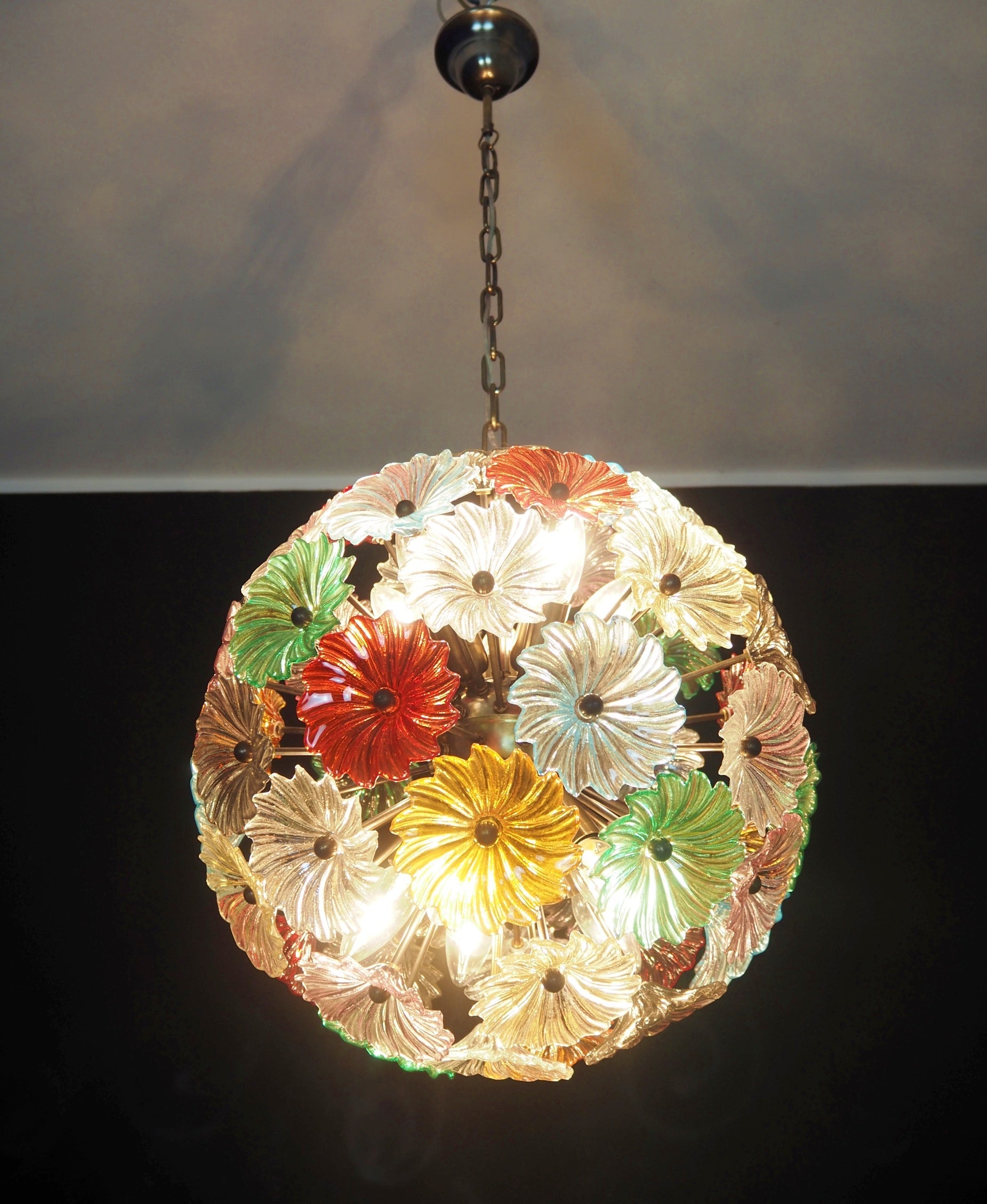 Murano Chandelier | 51 Multicolour Daisy Glass detail by Bling Lighting Studio