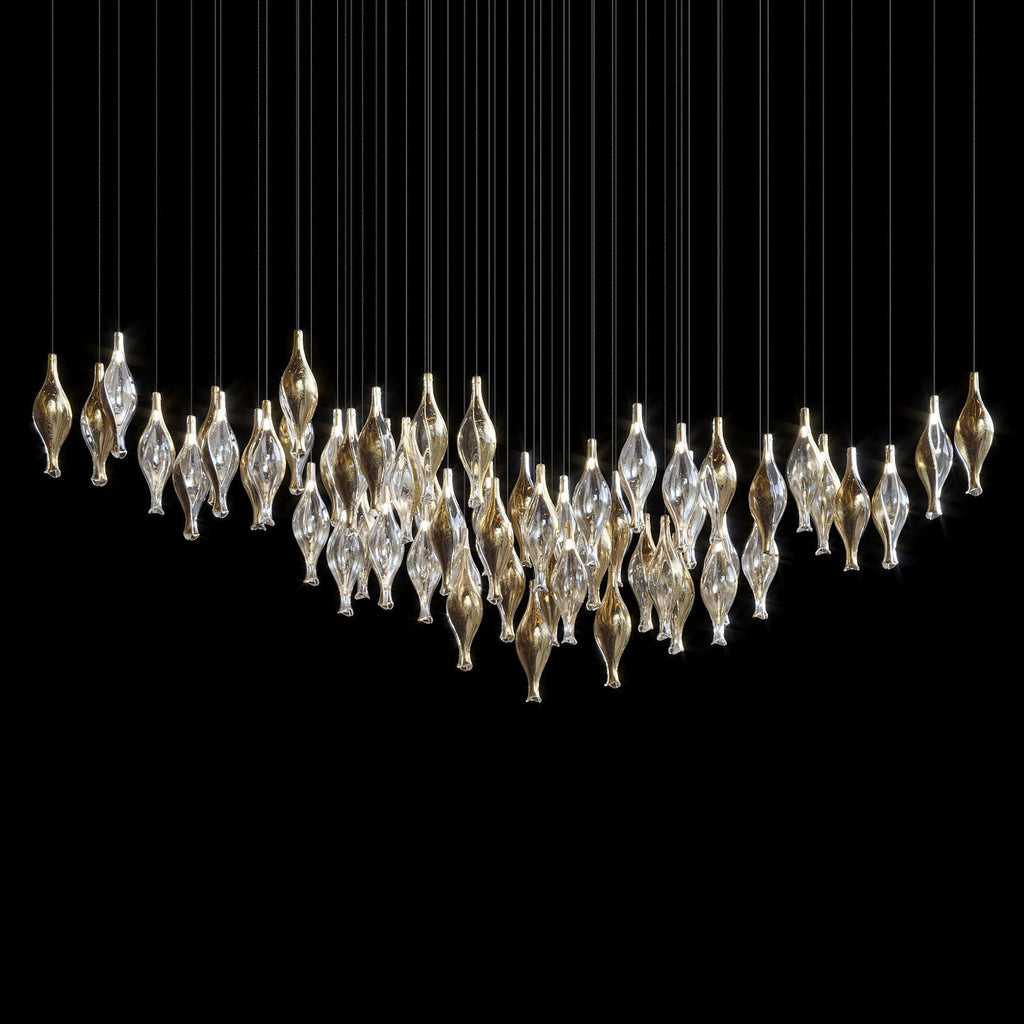 Silver Glass Pod Cascade Chandelier