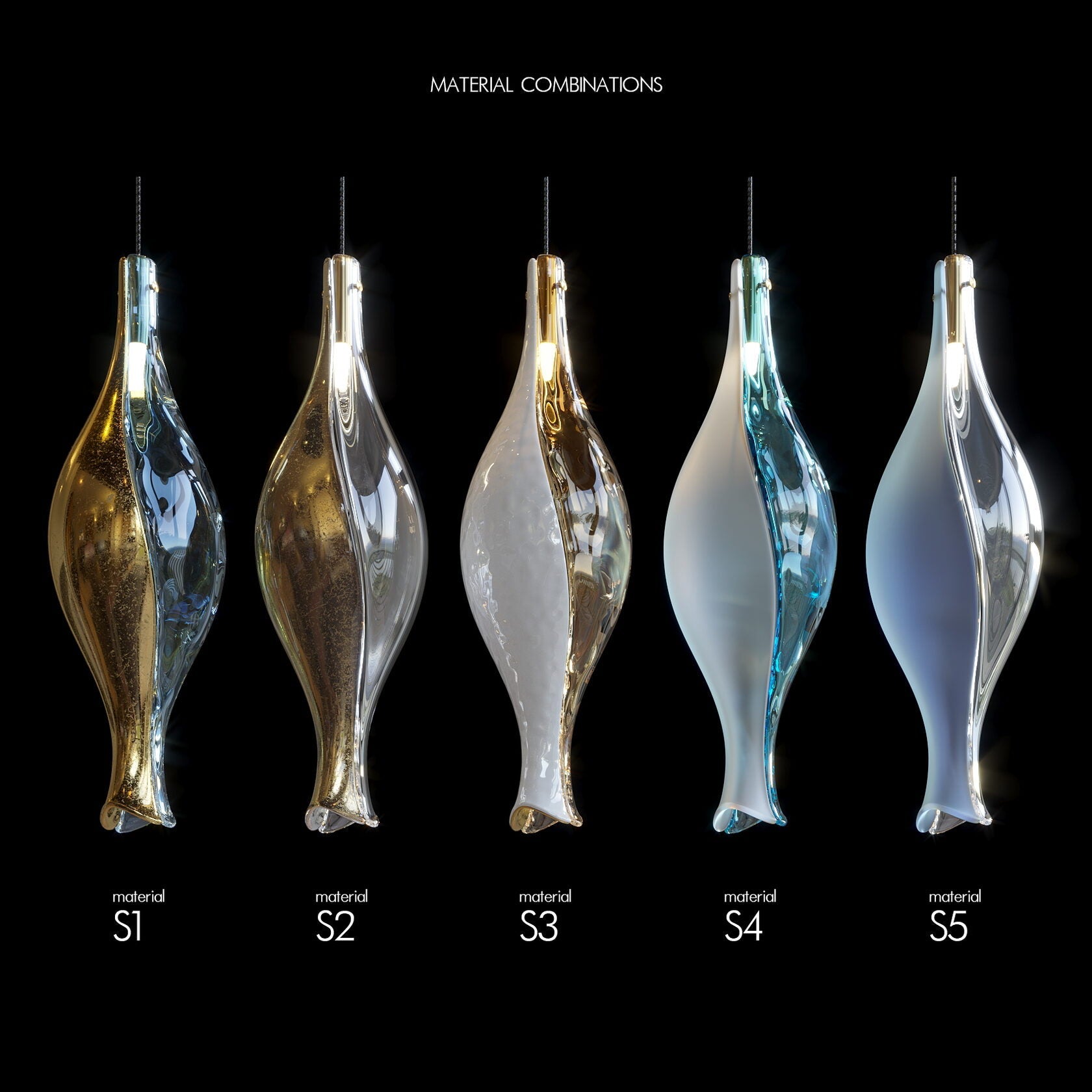 Silver Glass Pod Cascade Chandelier