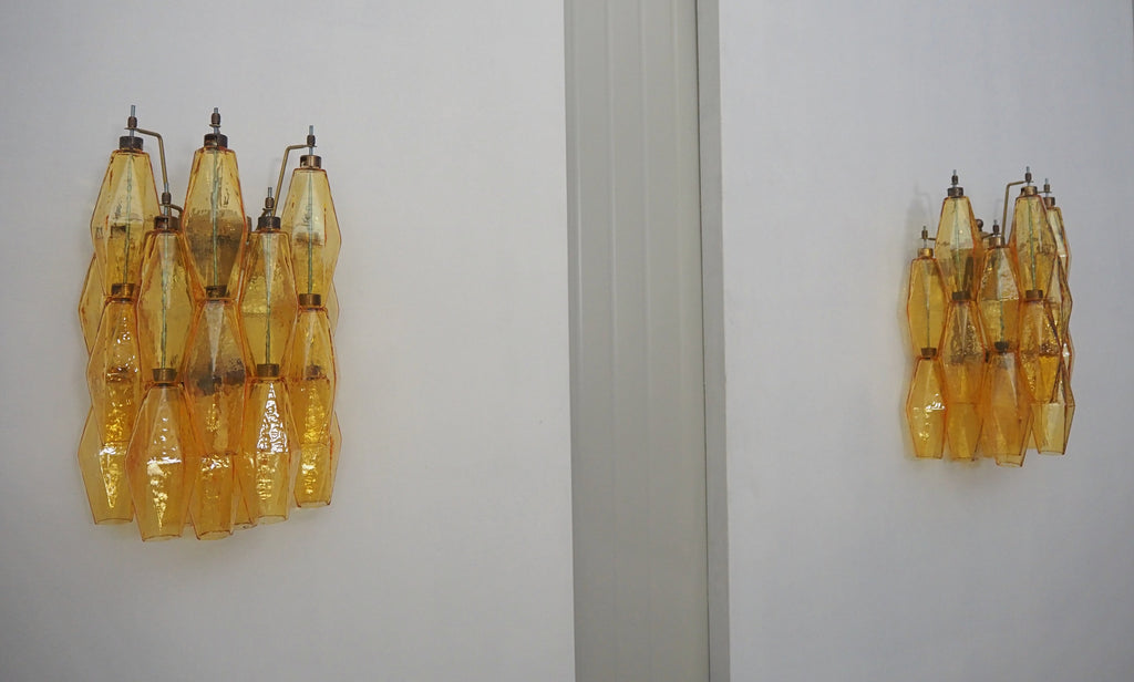 Murano Wall Lamp | 17 Yellow Poliedri Glass | Set of 2