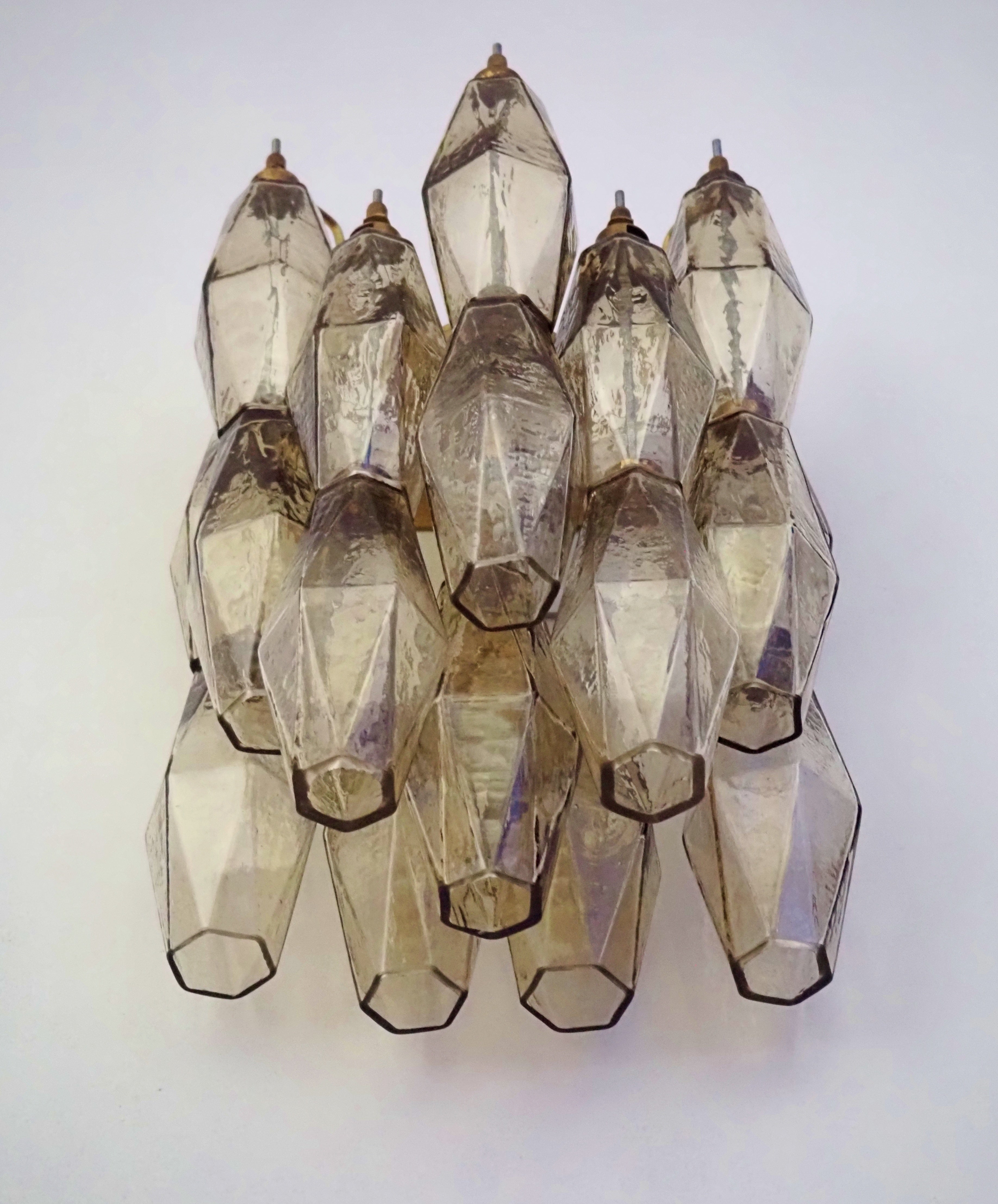 Murano Wall Lamp | 17 Smoked Poliedri Glass | Set of 2