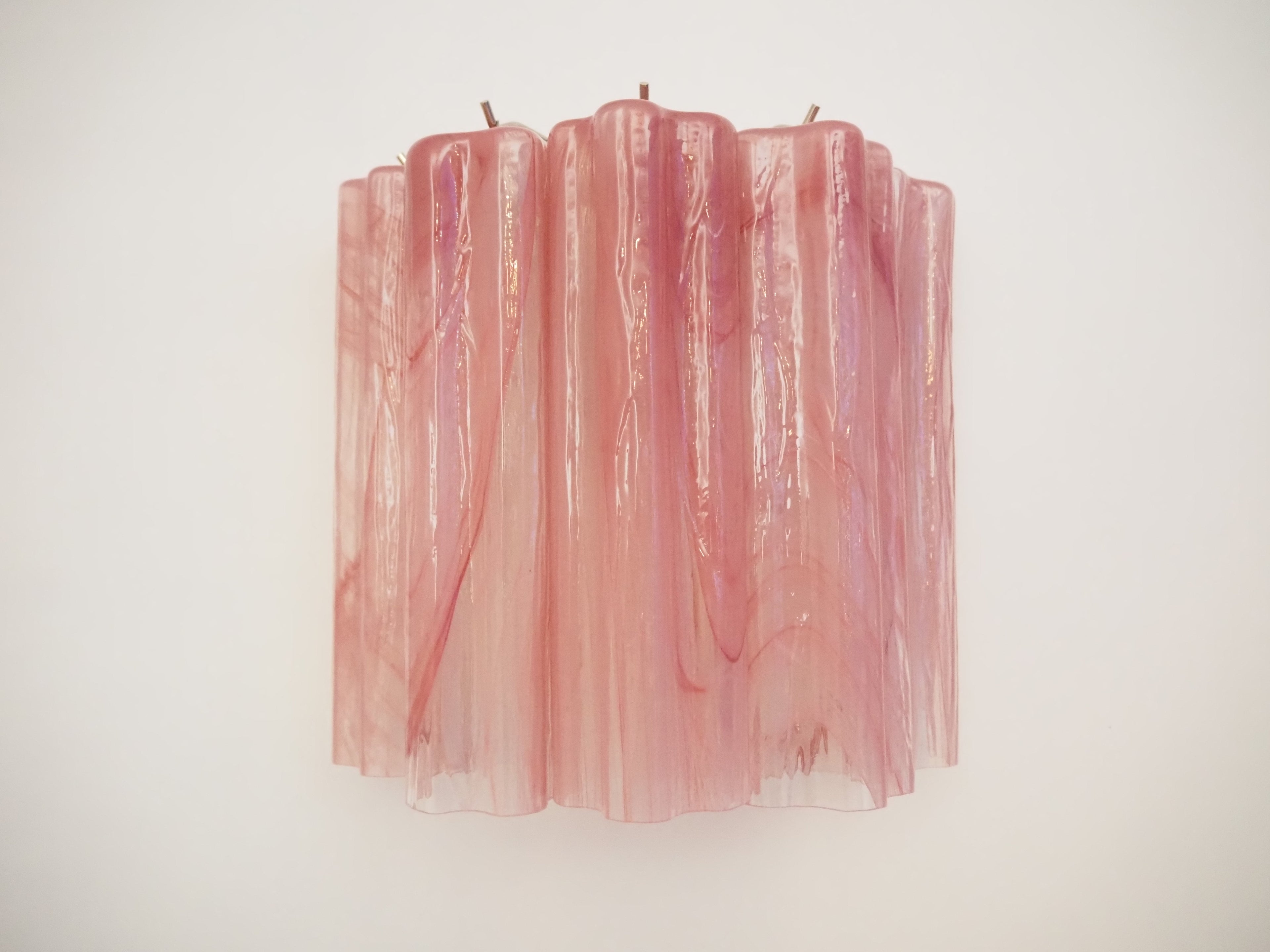 Murano Wall Lamp | 5 Pink Alabaster Glass Tubes | Set of 2