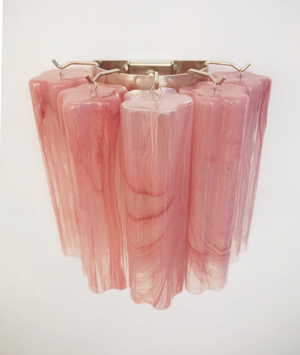 Murano Wall Lamp | 5 Pink Alabaster Glass Tubes | Set of 2