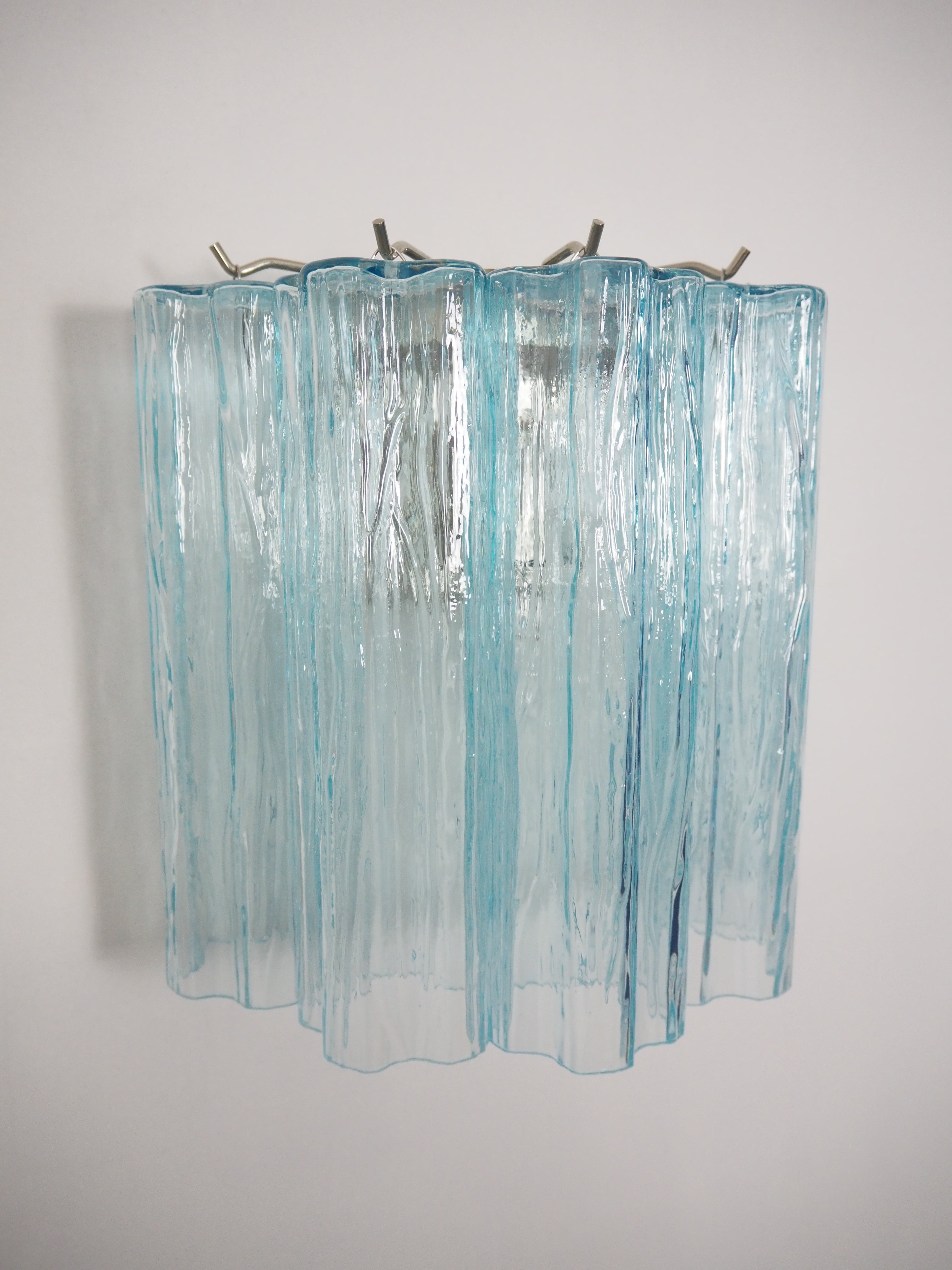 Murano Wall Lamp | 5 Blue Glass Tubes | Set of 2