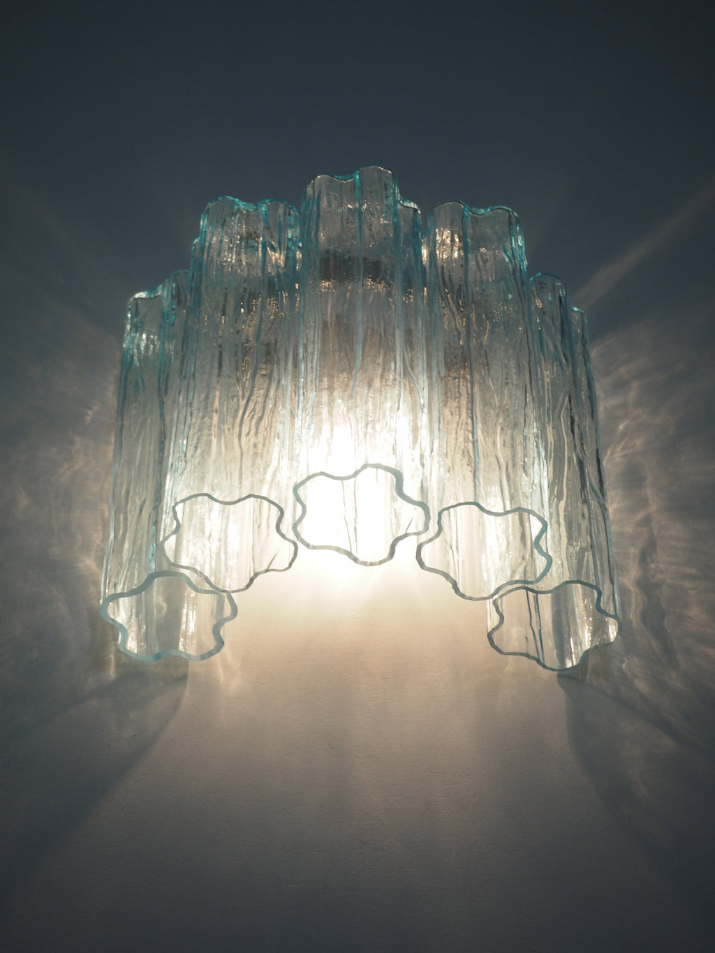 Murano Wall Lamp | 5 Blue Glass Tubes | Set of 2