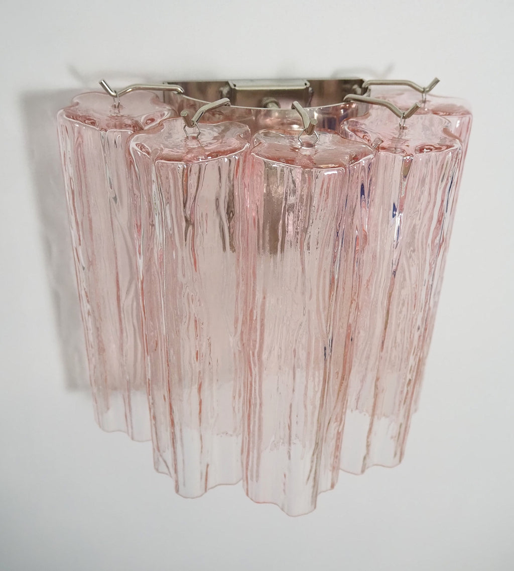 Murano Wall Lamp | 5 Pink Tube Glass | Set of 2