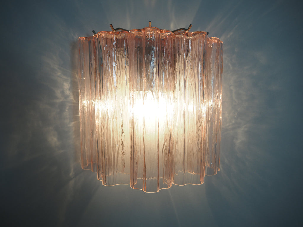 Murano Wall Lamp | 5 Pink Tube Glass | Set of 2
