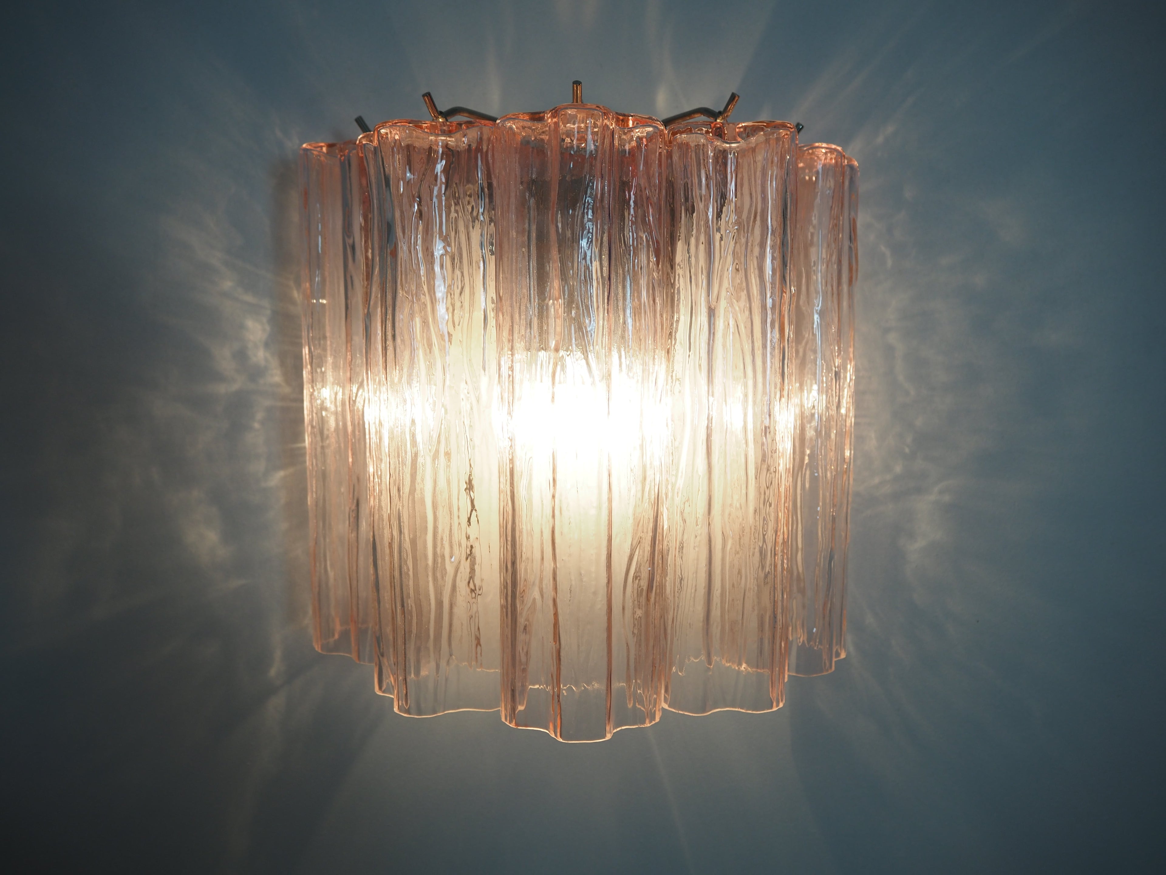 Murano Wall Lamp | 5 Pink Tube Glass | Set of 2