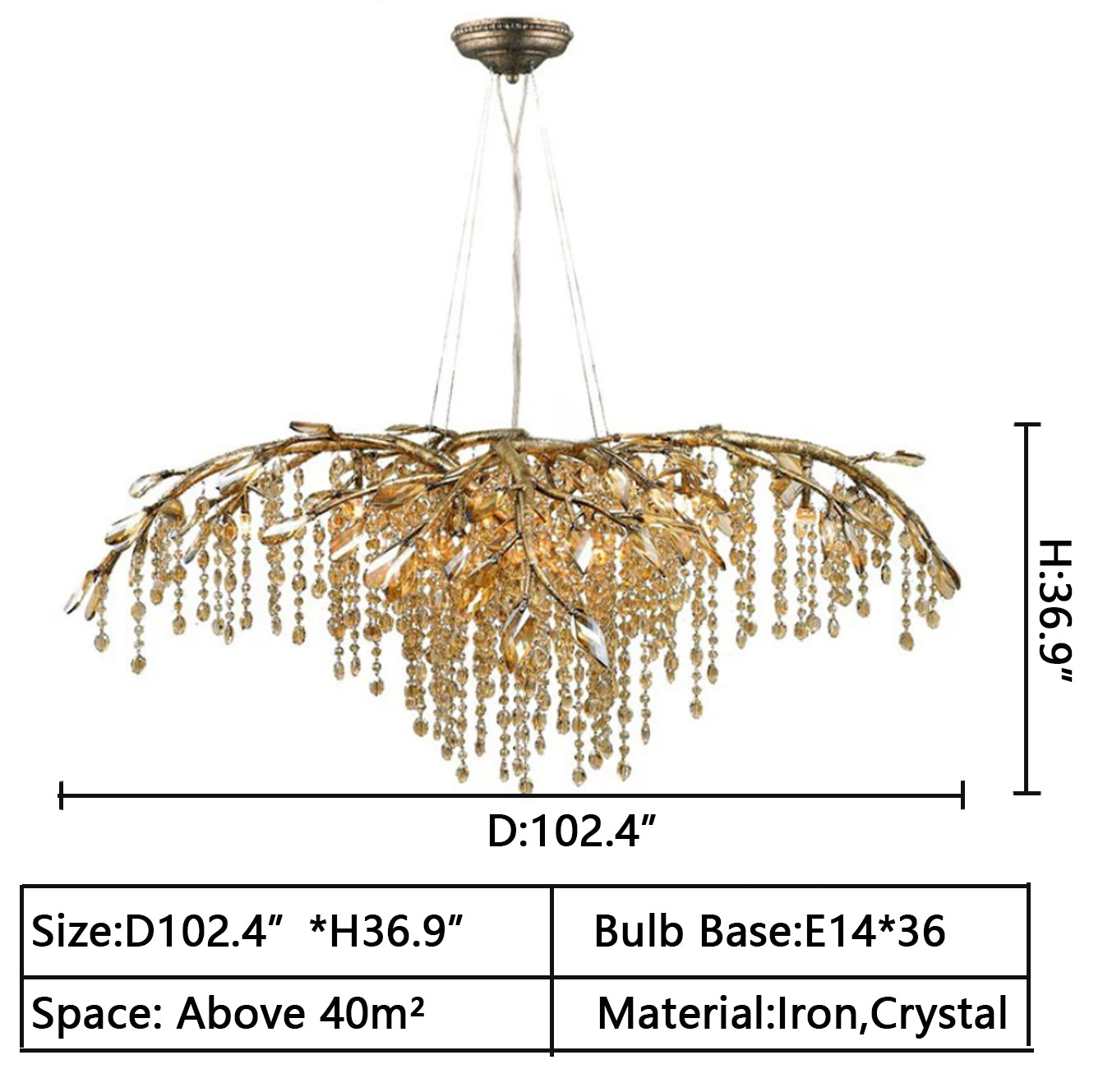 New Luxury Branch Crystal Pendant Chandelier Designer Creative Art Dining Room/Living Room Light Fixture by Bling Lig...