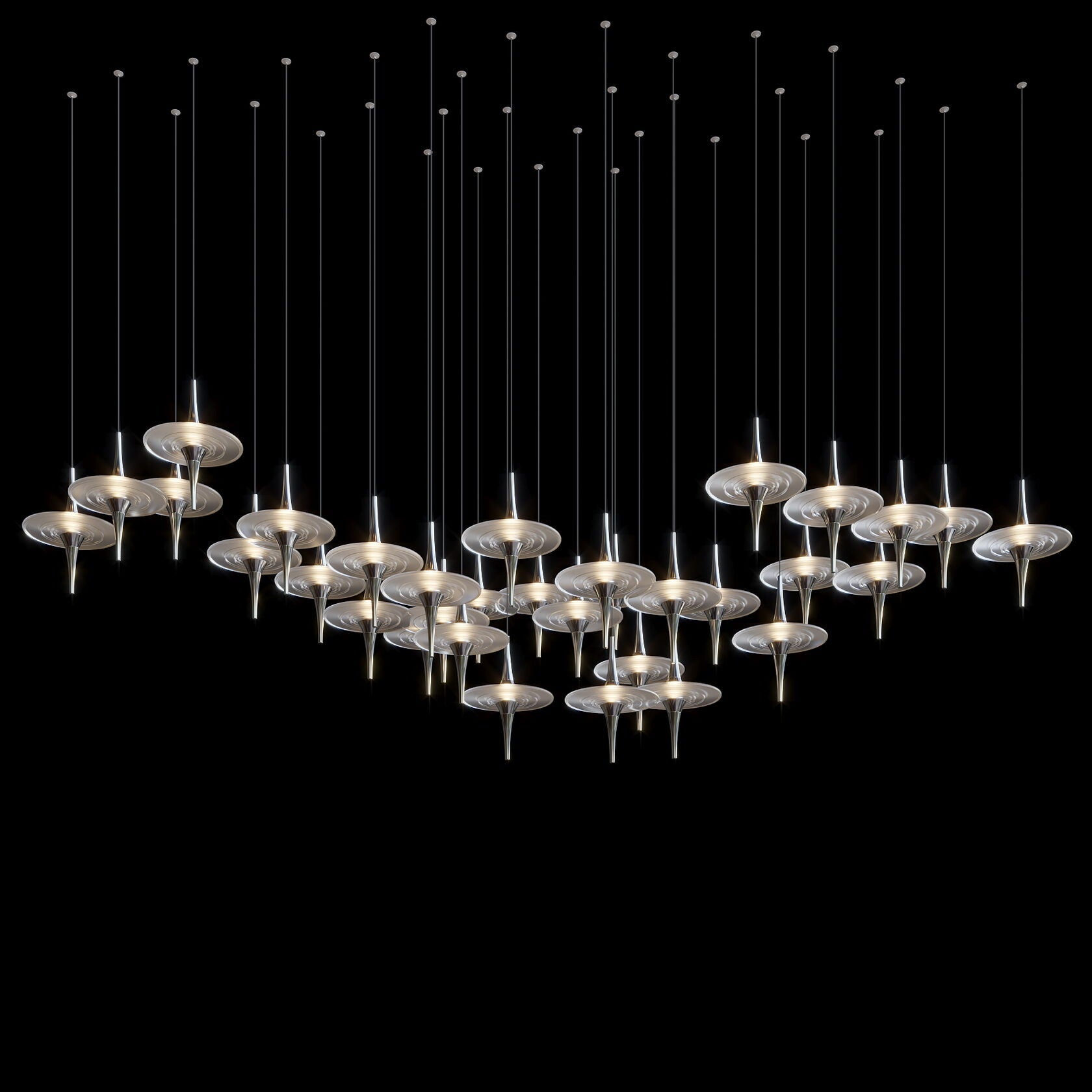 Ivory Saucer Orbit Chandelier