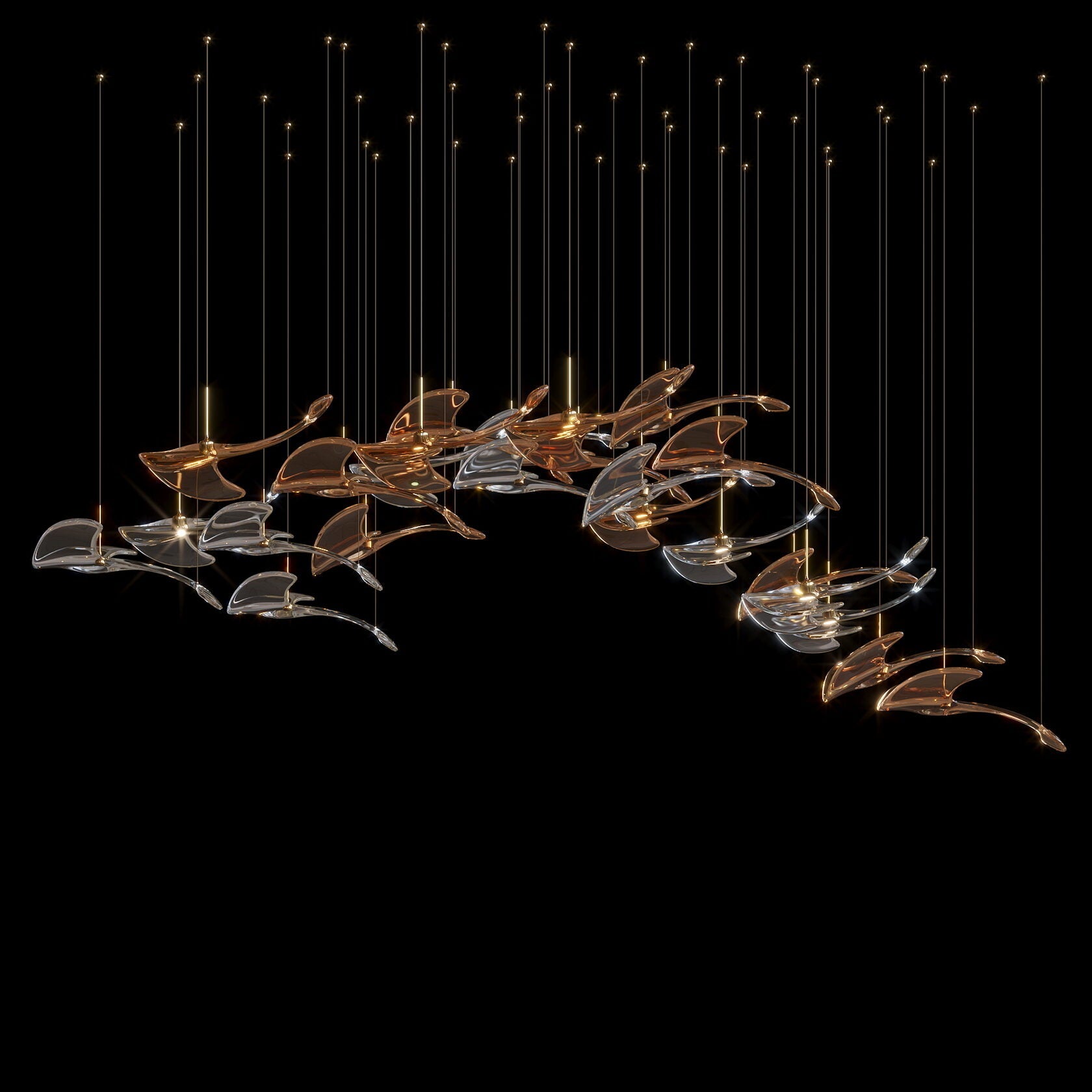 Glass Swallow Flight Chandelier