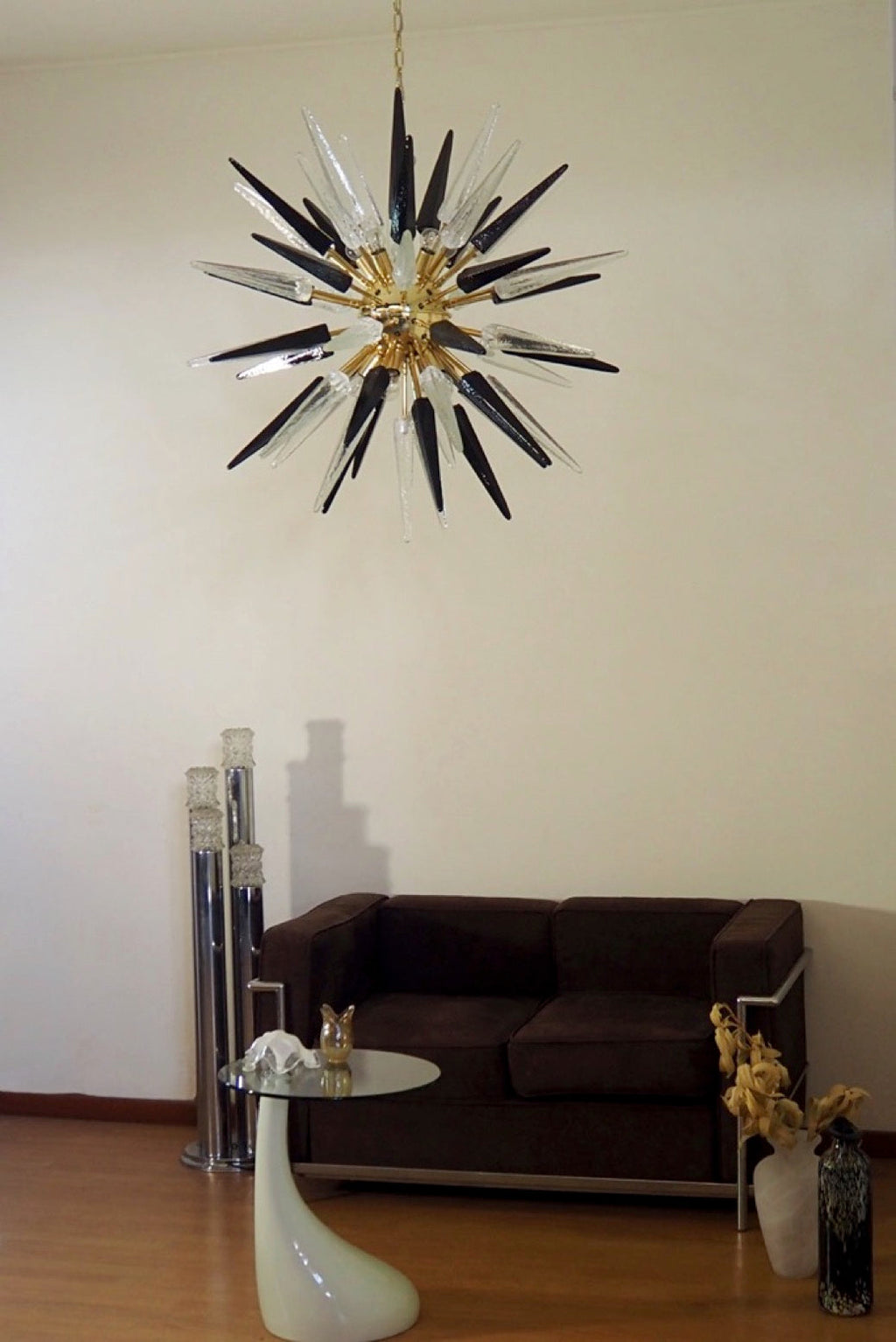 Murano Chandelier | 51 Clear Black Sputnik detail by Bling Lighting Studio