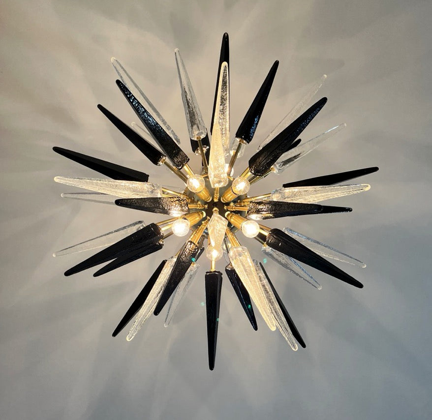 Murano Chandelier | 51 Clear Black Sputnik detail by Bling Lighting Studio