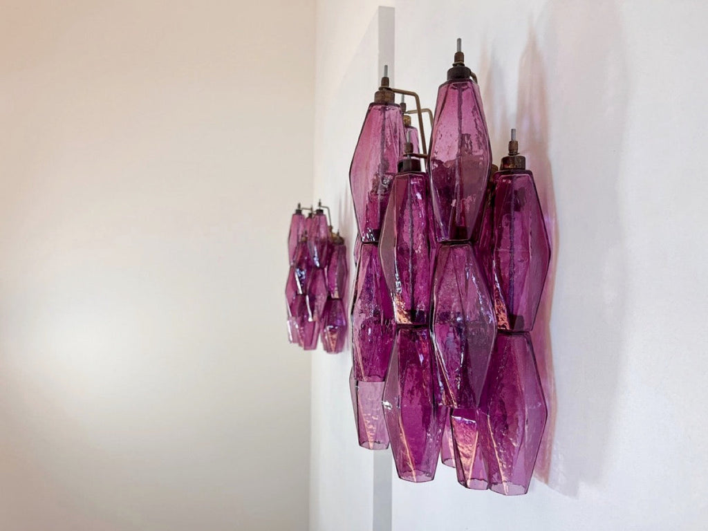 Murano Wall Lamp | 17 Purple Poliedri Glass | Set of 2
