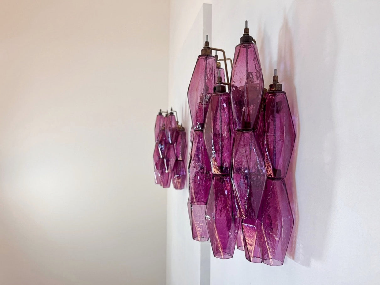 Murano Wall Lamp | 17 Purple Poliedri Glass | Set of 2