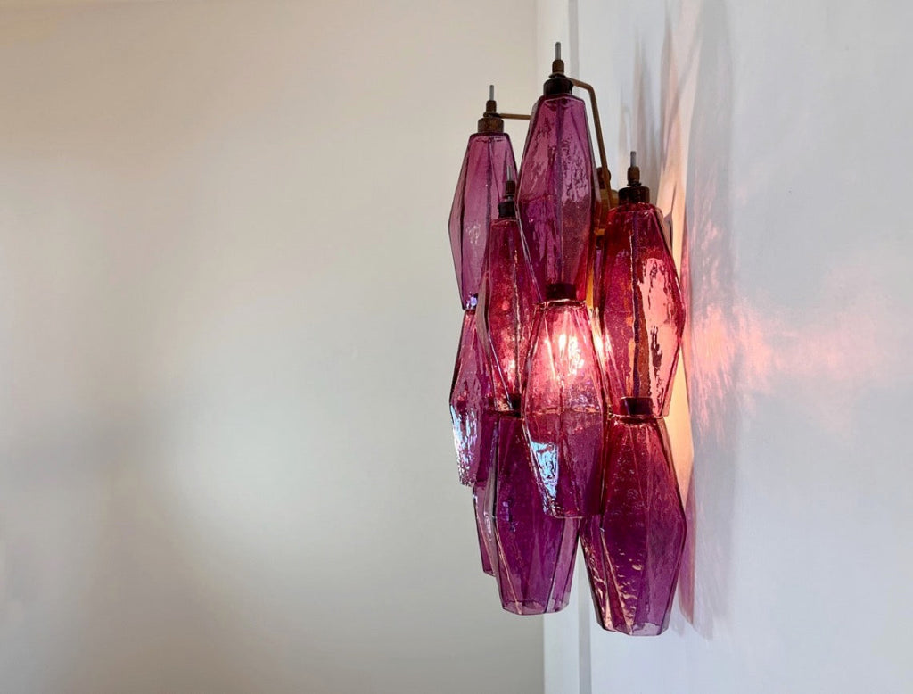 Murano Wall Lamp | 17 Purple Poliedri Glass | Set of 2