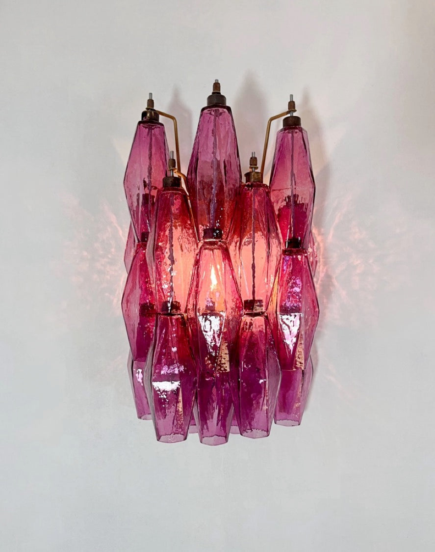 Murano Wall Lamp | 17 Purple Poliedri Glass | Set of 2