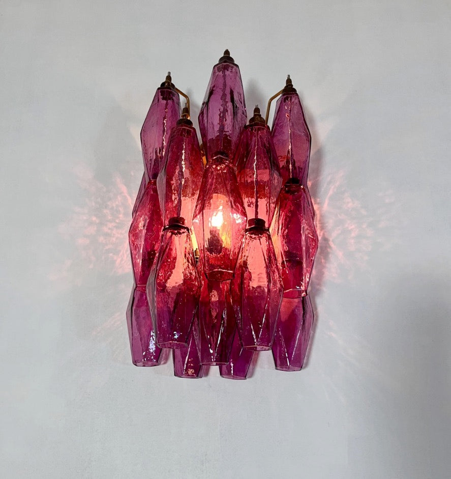 Murano Wall Lamp | 17 Purple Poliedri Glass | Set of 2