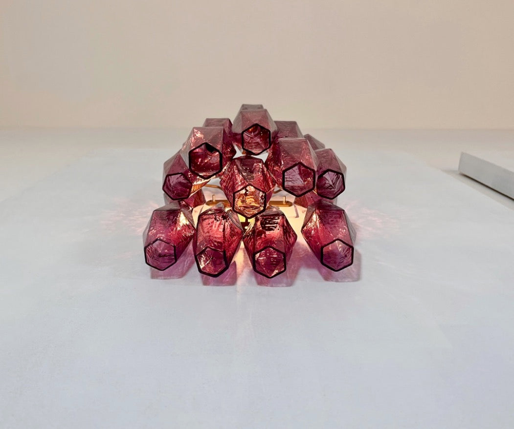Murano Wall Lamp | 17 Purple Poliedri Glass | Set of 2