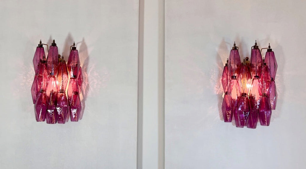 Murano Wall Lamp | 17 Purple Poliedri Glass | Set of 2