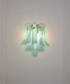 Murano Wall Lamp | 10 White Turquoise Lattimo Petal Glass | Set of 2