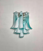 Murano Wall Lamp | 10 White Turquoise Lattimo Petal Glass | Set of 2