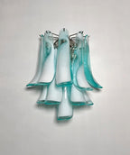 Murano Wall Lamp | 10 White Turquoise Lattimo Petal Glass | Set of 2