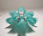 Murano Wall Lamp | 10 White Turquoise Lattimo Petal Glass | Set of 2
