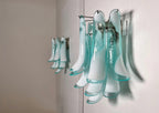 Murano Wall Lamp | 10 White Turquoise Lattimo Petal Glass | Set of 2