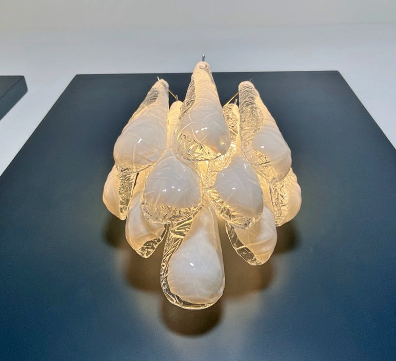 Murano Wall Lamp | 10 White Lattimo Drop Glass | Set of 2