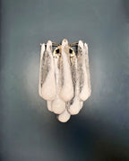 Murano Wall Lamp | 10 White Lattimo Drop Glass | Set of 2