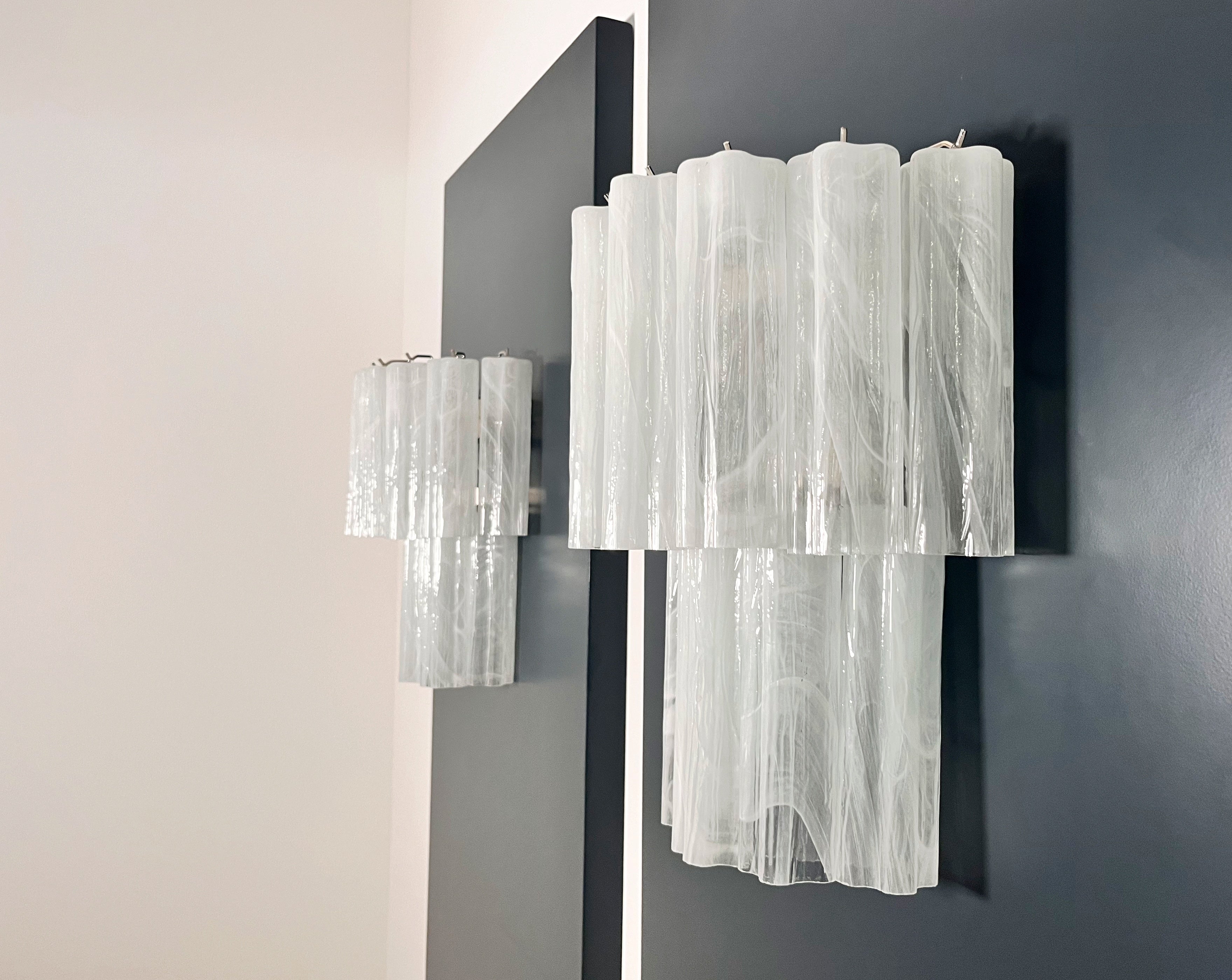 Murano Wall Lamp | 13 Alabaster White Tube Glass | Set of 2