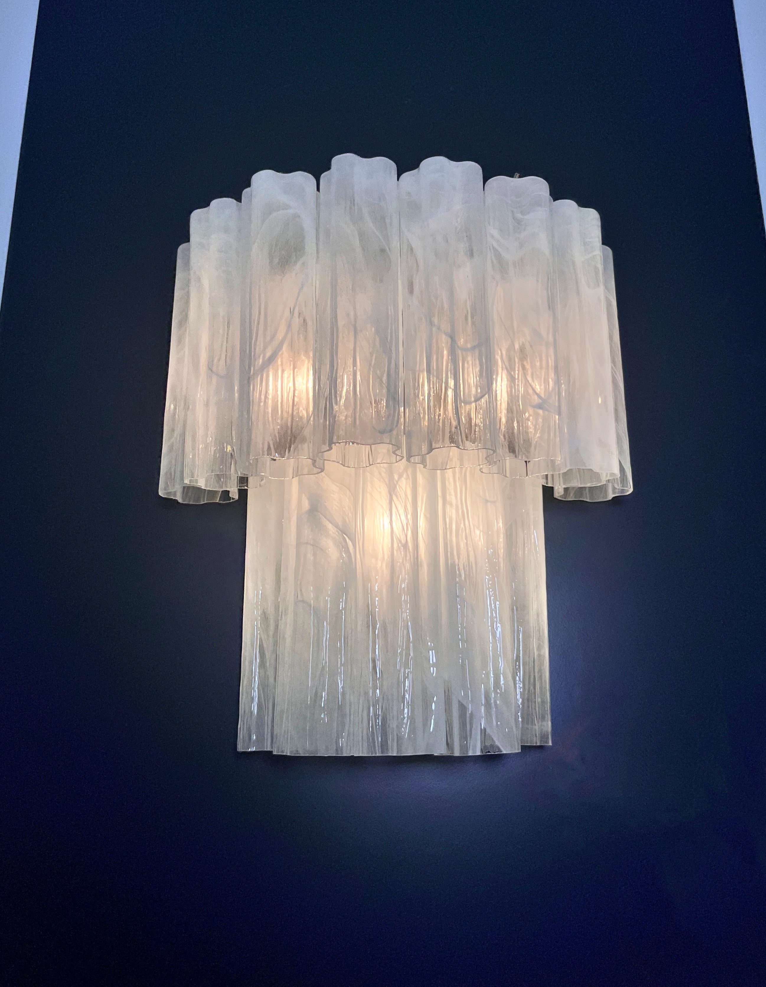 Murano Wall Lamp | 13 Alabaster White Tube Glass | Set of 2